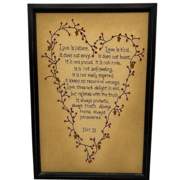 Embroidery Framed Wall 1 Corinthians 13 Love Verse Wedding Countrycore Gallary - Picture 1 of 5